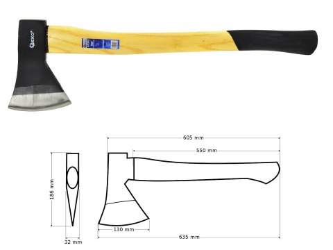 Siekiera PROFI 1250Gx24" (drewniany trzonek) (6/12) Geko