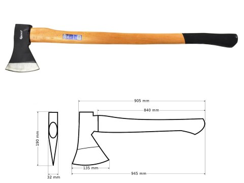 Siekiera PROFI 1600Gx32" (drewniany trzonek) (6/12) Geko