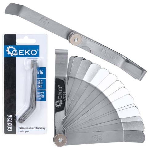 Szczelinomierz 16 listkowy odgięty 0.127 - 0.508mm (12/120) Geko