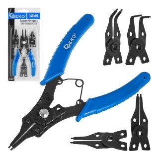 Szczypce Seeger'a z czterema wymiennymi końcówkami 160mm (12/60) Geko
