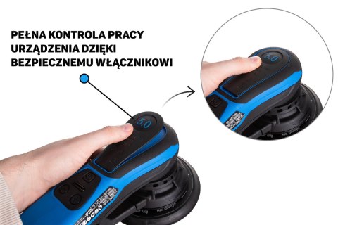 Szlifierka mimośrodowa bezszczotkowa 150mm 350W z regulacją prędkości (6) Geko