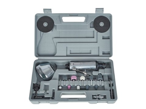 Szlifierka pneumatyczna trzpieniowa 75mm z akcesoriami(10) Geko