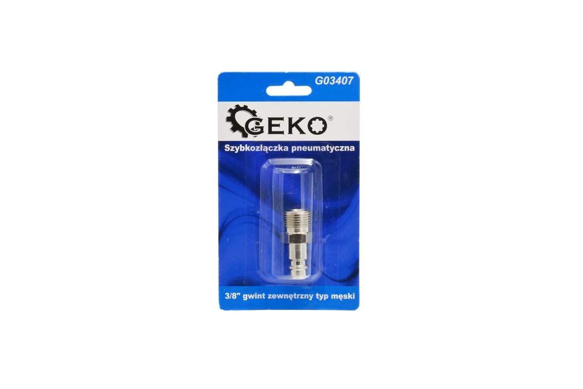 Szybkozłączka pneumatyczna typ męski 3/8" gwint zewnętrzny (blister) (10/100) Geko