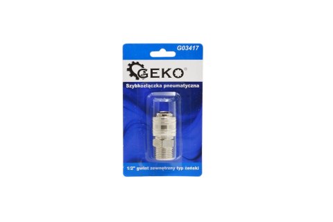 Szybkozłączka pneumatyczna typ żeński 1/2" gwint zewnętrzny (blister) (10/100) Geko