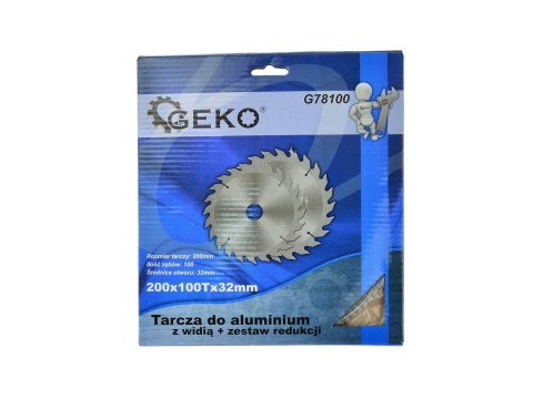 Tarcza do aluminium z widią 200mmx100Tx32mm zestaw redukcji (25/50) Geko