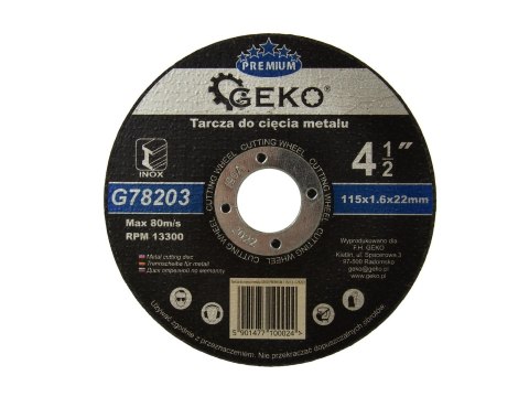 Tarcza do cięcia metalu GEKO PREMIUM 115x1.6 Inox (10/100/400) Geko