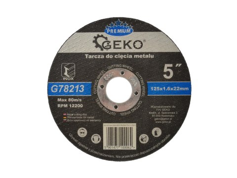 Tarcza do cięcia metalu GEKO PREMIUM 125x1.6 Inox (10/100/200/400) Geko