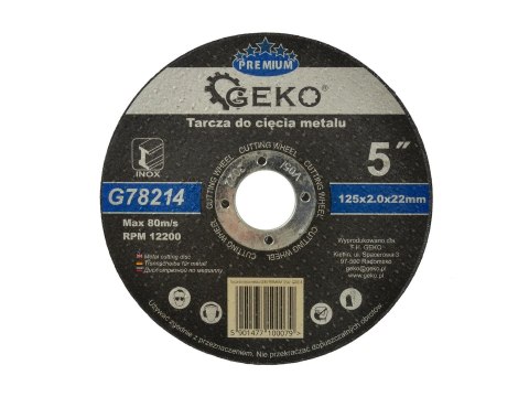 Tarcza do cięcia metalu GEKO PREMIUM 125x2 Inox (10/50/200/400) Geko
