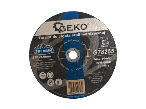 Tarcza do cięcia stali nierdzewnej GEKO PREMIUM 230x2.0 (25/100) Geko