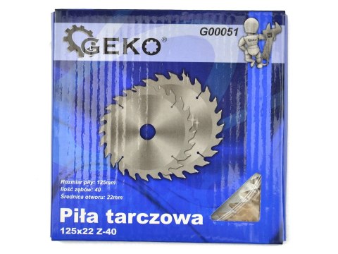 Tarcza do drewna 125x22x40T b/w Geko