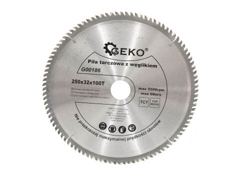 Tarcza do drewna 250x32x100T redukcja 25,4mm (25) Geko