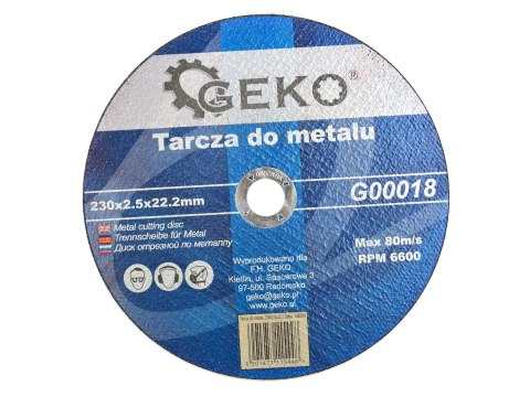 Tarcza do metalu 230x2,5x22,2 GEKO (25/50/100) Geko