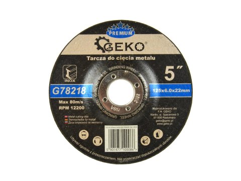 Tarcza do szlifowania metalu GEKO PREMIUM 125x6 Inox (5/25/100) Geko