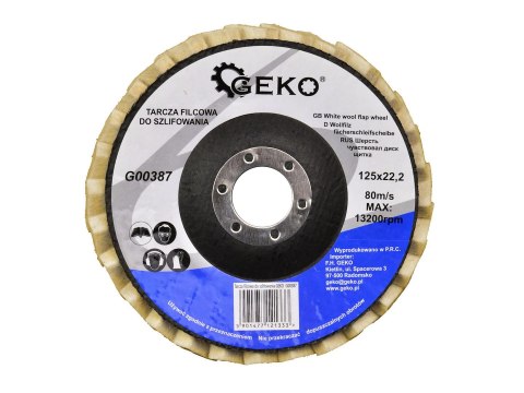 Tarcza filcowa do szlifowania 125mm GEKO (10/150) Geko