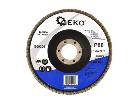 Tarcza listkowa 125mm P80 GEKO (10/200) Geko