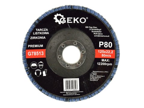 Tarcza listkowa"CYRKON" 125mm P80 GEKO PREMIUM (10/200) Geko