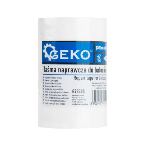 Taśma naprawcza do bel, balotów z UV 10cm x 10m - biała (45) Geko
