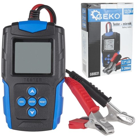 Tester - miernik LCD do sprawdzania akumulatorów 12/24V 3Ah-200Ah Geko