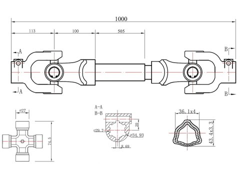 Wałek przekaźnika mocy 100cm (rura-T)(1) Geko