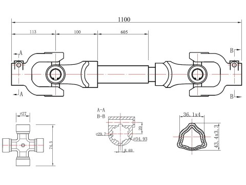 Wałek przekaźnika mocy 110cm (rura-T) (1) Geko