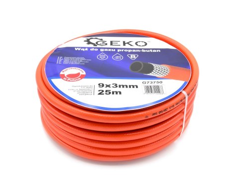 Wąż do gazu propan-butan 9x3mm 25mb PL CERTYFIKAT Geko