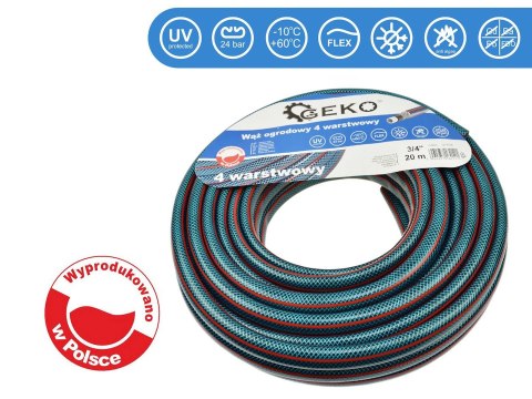 Wąż ogrodowy 4 Warstwowy 3/4" 20m GEKO NEW (84) Geko
