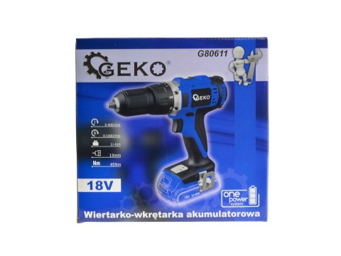 Wiertarko-wkrętarka akumulatorowa Li-ion 18V 45Nm (5) Geko