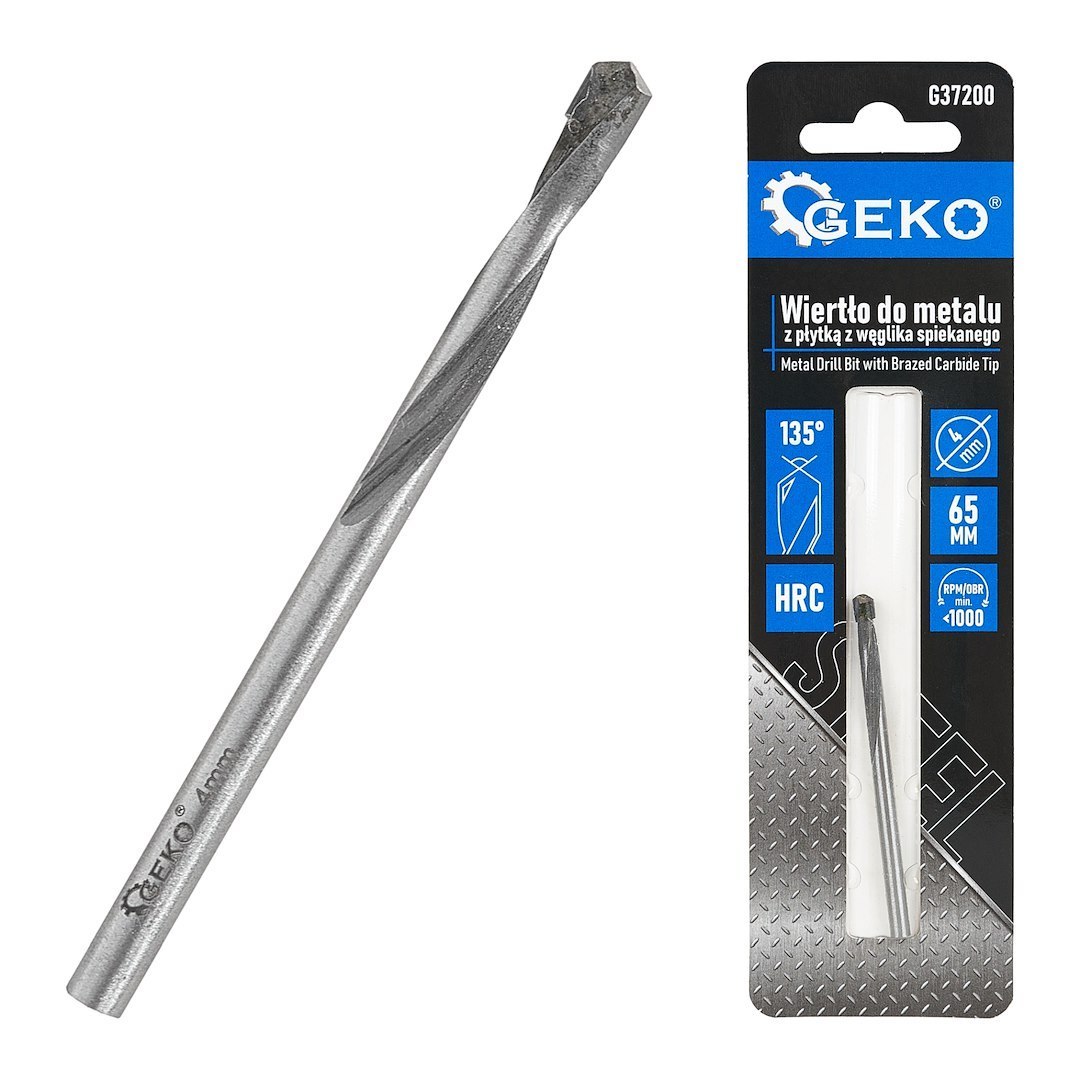 Wiertło do metalu z płytką z węglika spiekanego -4x65 mm Geko