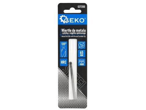 Wiertło do metalu z płytką z węglika spiekanego -4x65 mm (400) Geko