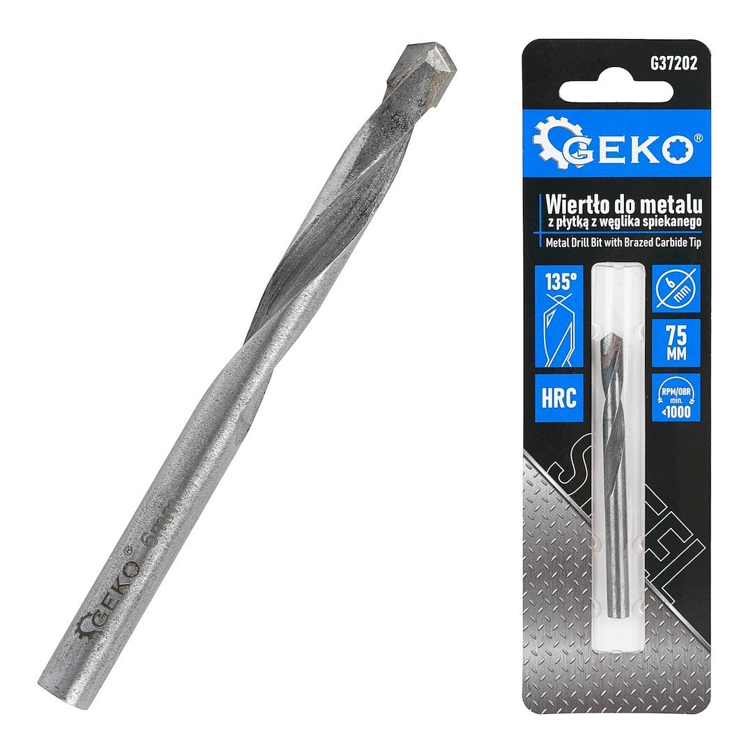 Wiertło do metalu z płytką z węglika spiekanego -6x75 mm Geko