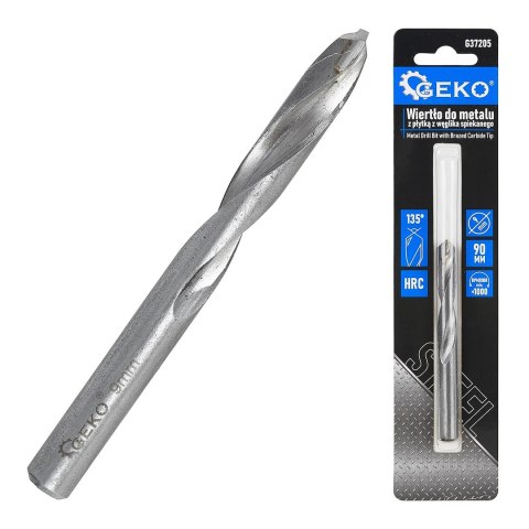 Wiertło do metalu z płytką z węglika spiekanego -9x90 mm (300) Geko