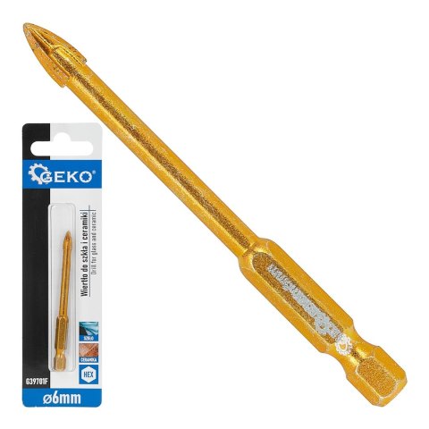 Wiertło do szkła i ceramiki HEX 6mm (500) Geko