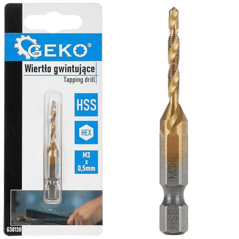 Wiertło gwintujące HSS M3 x 0,5mm HEX (50/250) Geko