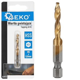 Wiertło gwintujące HSS M5 x 0,8mm HEX (50/250) Geko