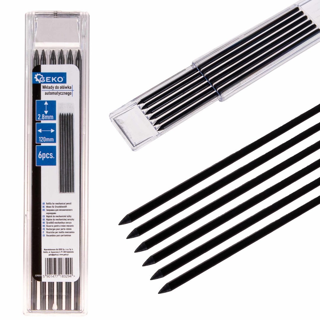Wkłady do ołówka automatycznego 120x2.8mm 6szt. Geko