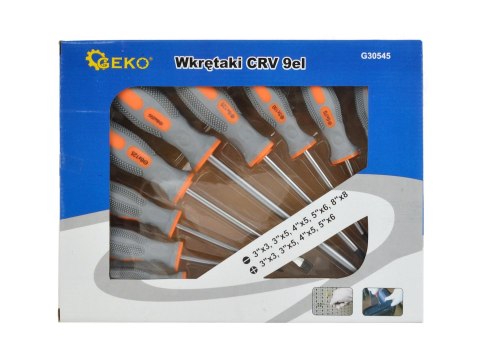Wkrętaki CRV 9el. GEKO(szaro-pomarańcz) Geko