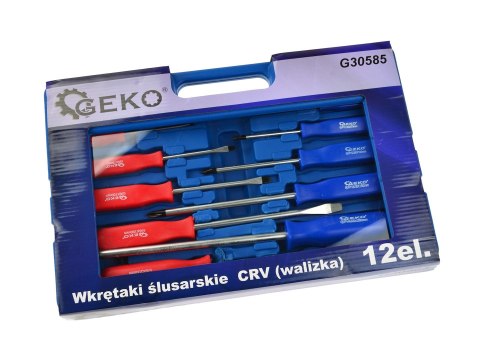 Wkrętaki ślusarskie 12el. CRV (walizka) (10) Geko