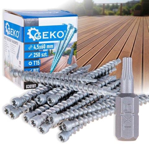 Wkręty do desek tarasowych 4,5mmx60mm bit T15 (12) Geko