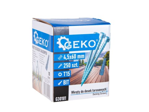 Wkręty do desek tarasowych 4,5mmx60mm bit T15 (12) Geko