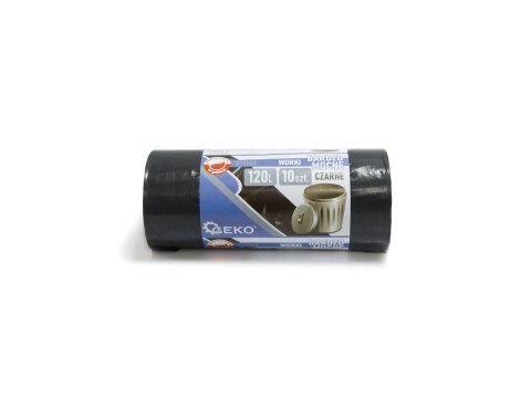 Worki na śmieci BARDZO MOCNE 120L (rolka 10szt) - czarne (18) Geko