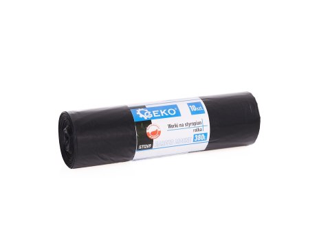 Worki na śmieci styropian BARDZO MOCNE 380L (rolka 10szt) - czarne Geko