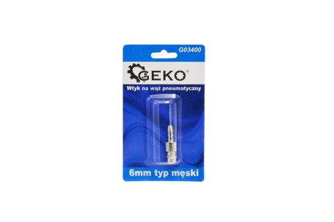 Wtyk na wąż pneumatyczny 6mm typ męski (blister) (10/100) Geko
