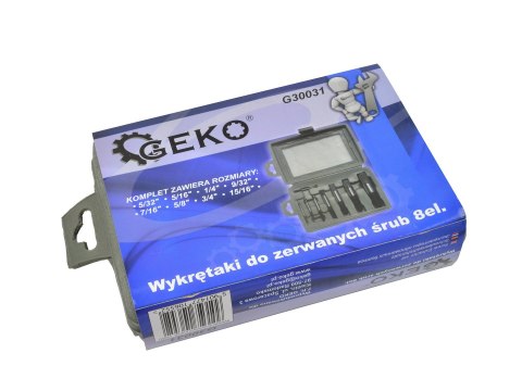 Wykrętaki do zerwanych śrub 8el./ duży zestaw/(20) Geko