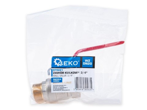 Zawór kulowy 3/4" WZ DN20 z dławikiem - rączka (50) Geko