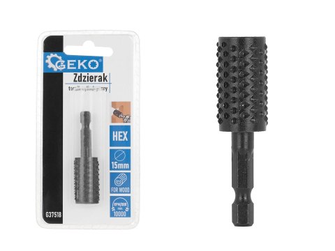 Zdzierak - tarnik cylindryczny do drewna 15mm HEX (50/250) Geko