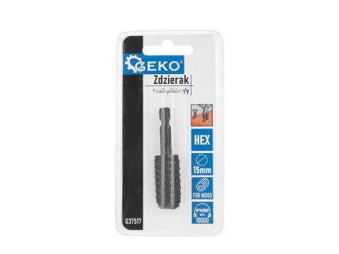 Zdzierak - tarnik półokrągły do drewna 15mm HEX (50/250) Geko