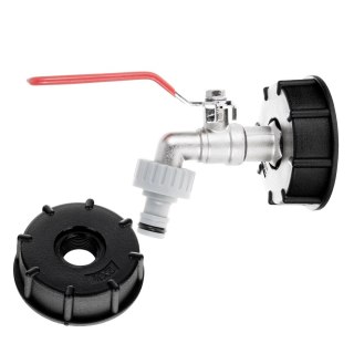 Zestaw - IBC nakrętka S60x6 kran 1/2" z wyjściem na GZ 3/4" nypel do szybkozłącza - mauser (40) Geko