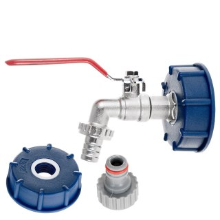 Zestaw - IBC nakrętka S60x6 kran 1/2" z wyjściem na GZ 3/4" wtyk na wąż 1/2" nypel do szybkozłącza - mauser (40) Geko