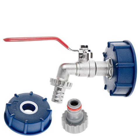 Zestaw - IBC nakrętka S60x6 kran 1/2" z wyjściem na GZ 3/4" wtyk na wąż 1/2" nypel do szybkozłącza - mauser (40) Geko