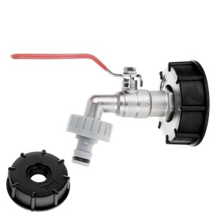 Zestaw - IBC nakrętka S60x6 kran 3/4" z wyjściem na GZ 1" nypel do szybkozłącza - mauser (40) Geko